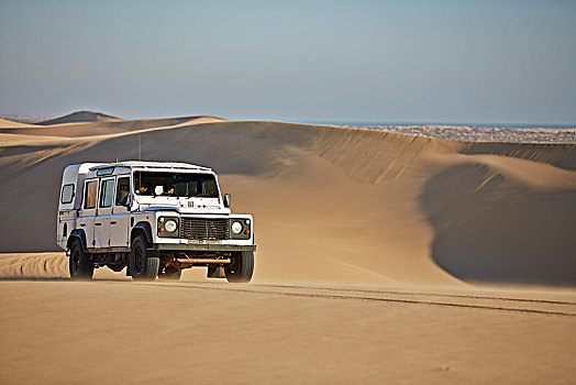 越野车辆,上方,沙丘,棒,大西洋,海岸,纳米比亚,非洲