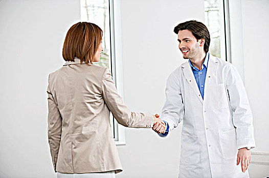 医生,握手,女人