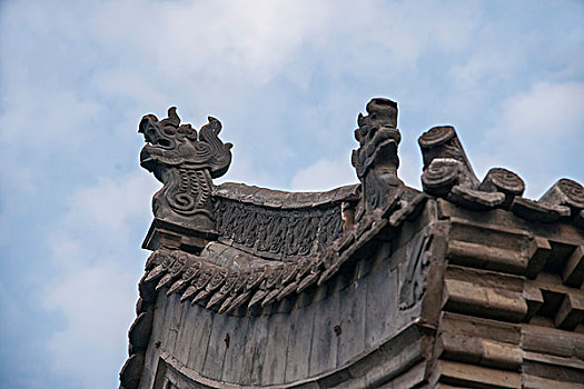 山西省晋中历史文化名城---榆次老城榆次县衙造型优美房檐艺术
