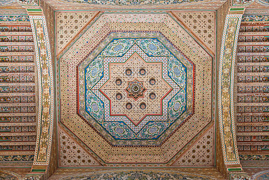 天花板,阿拉伯,装饰,巴伊亚,宫殿,玛拉喀什,摩洛哥,非洲