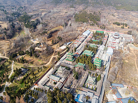 航拍河南郑州登封嵩山少林寺