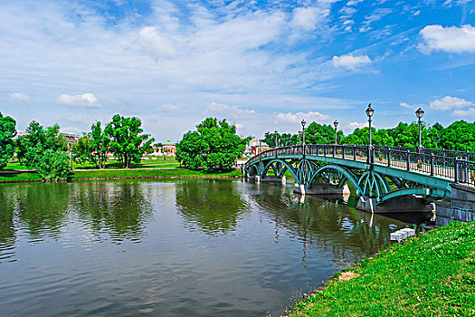 河,桥,夏天,公园