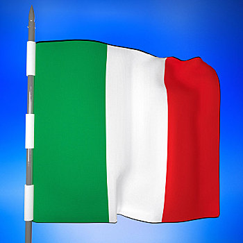 意大利,旗帜,上方,蓝天