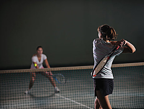女孩,玩,网球,比赛,网球场