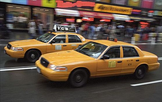 黄色,出租车,时代广场,曼哈顿,纽约,美国