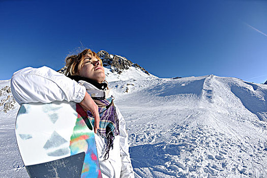 冬天,女人,滑雪,运动,有趣,旅行,滑雪板