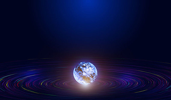 3d地球,线条,粒子宇宙漩涡,网络大数据