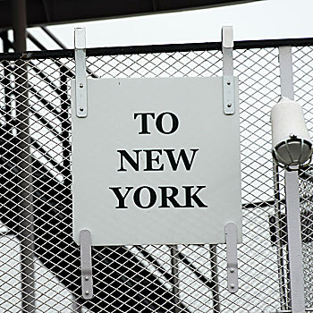 标识,铁丝网,自由岛,曼哈顿,纽约,美国