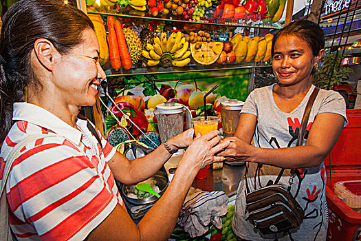 柬埔寨,收获,酒吧,街道,果汁,摊贩