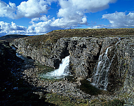 瀑布,河,彩虹,靠近,国家公园,挪威,斯堪的纳维亚,欧洲