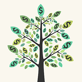 摇钱树,成功,概念,漂亮,绿色,钱,商务,财富,投资,成绩,繁荣,利润,收入,收益,矢量,插画,透明