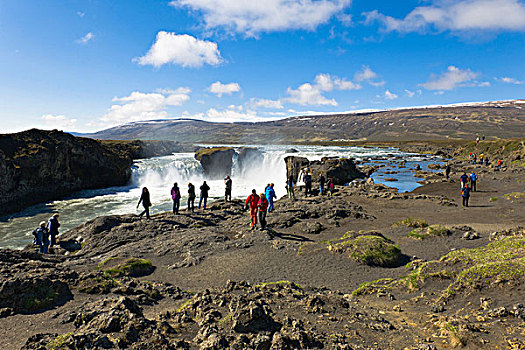 游客,神灵瀑布,瀑布,神,冰岛,北欧,欧洲