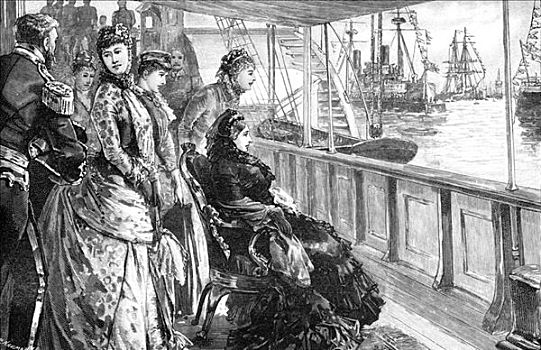 皇后,察看,船队,汉普郡,迟,19世纪,艺术家,未知