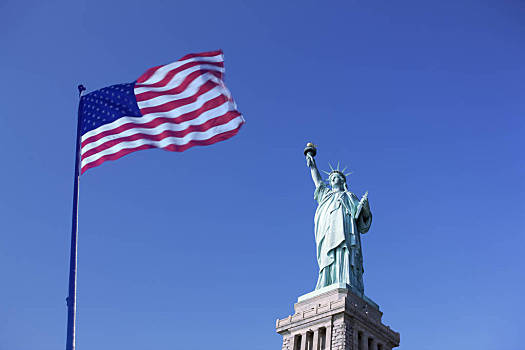 美国国旗自由女神像图片