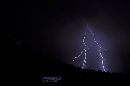 重,雨,闪电,靠近,阿拉斯加,夏天