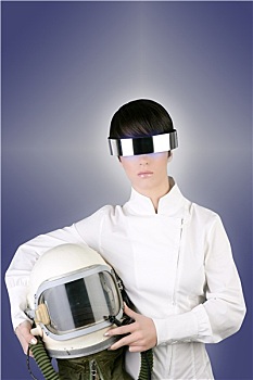 未来,宇宙飞船,飞机,头盔,宇航员,女人