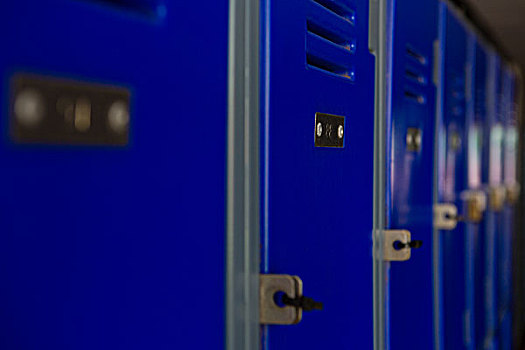 特写,蓝色,储物柜,学校