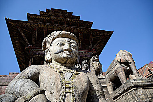 尼泊尔,加德满都山谷,巴克塔普尔,雕塑,庙宇