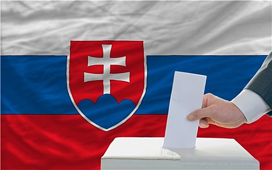 男人,投票,选举,斯洛伐克,正面,旗帜
