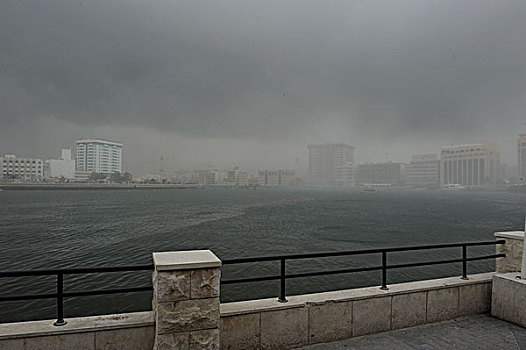 恶劣,灰尘,风暴,上方,溪流,方向,城镇,迪拜,阿联酋,阿拉伯,阿拉伯半岛