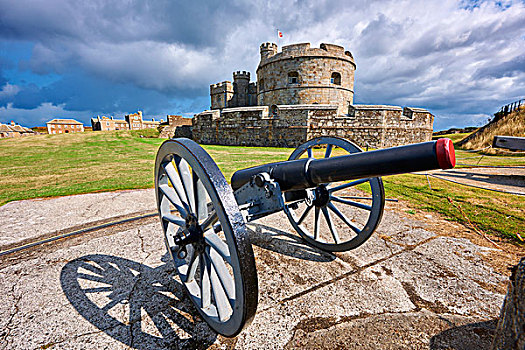 大炮,正面,城堡,装置,堡垒,建造,亨利三世,靠近,法尔茅斯,康沃尔,英格兰,英国,欧洲