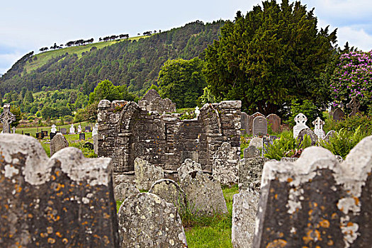 墓碑,墓地,6世纪,场所,格兰达洛,威克洛郡,爱尔兰