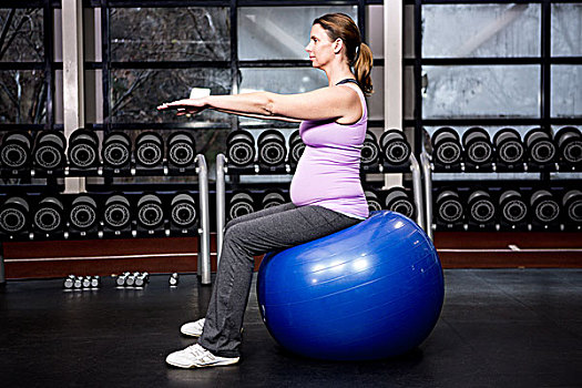 孕妇,锻炼,球,健身房