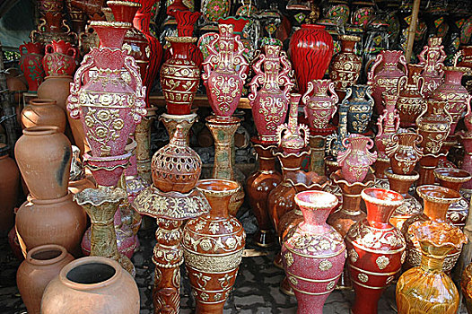 陶器,店,达卡,孟加拉,八月,2006年