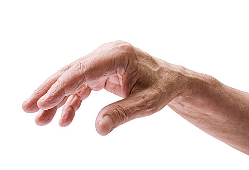 老人,男人,手,隔绝,白色背景,裁剪,小路