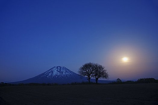 山,照亮,亮光,满月