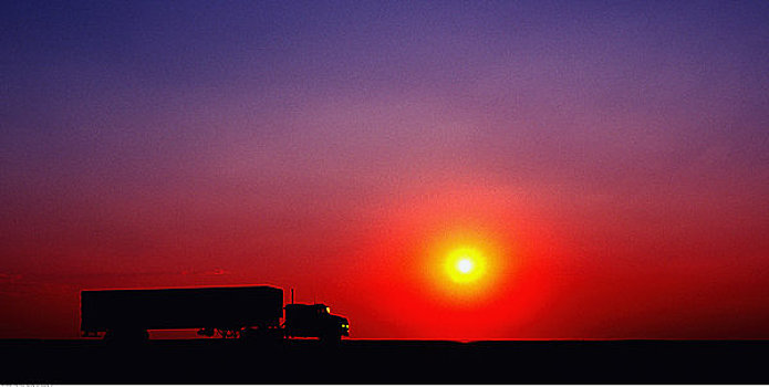卡车,日落