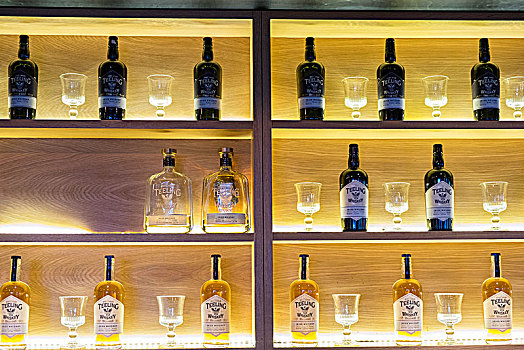 威士忌,架子,瓶子,玻璃杯,酿酒厂,都柏林,爱尔兰,欧洲