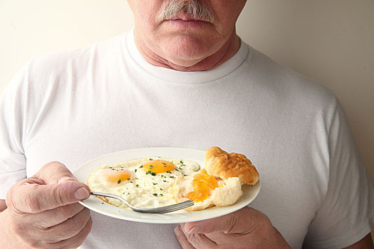 男人,蛋,饼干,早餐