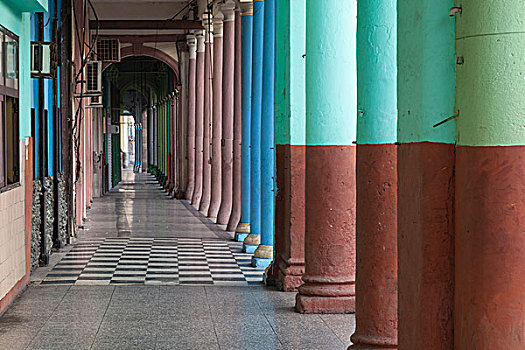 古巴,哈瓦那,重复,柱子,拱廊