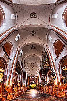 中心,教堂中殿,罗斯基勒,大教堂,丹麦,欧洲