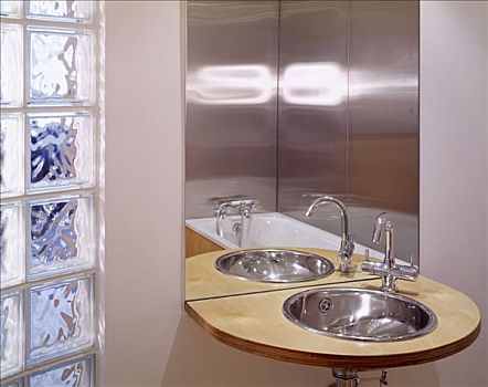 地点,1999年,浴室,钢铁,盆,玻璃,砖