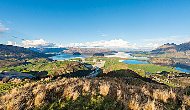 风景,瓦纳卡湖,山,岩石,顶峰,湾,奥塔哥,南部地区,新西兰,大洋洲