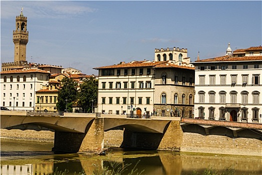 房子,阿尔诺河,维奇奥桥,桥,佛罗伦萨,托斯卡纳,意大利