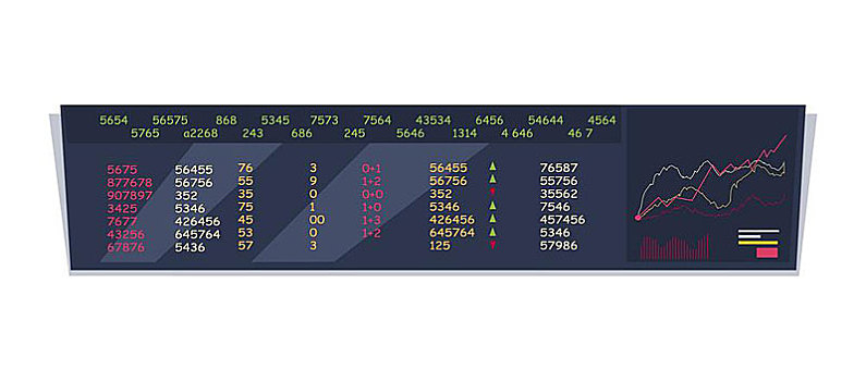 证券交易所,索引,监测,概念,矢量,风格,设计,上网,训练,器具,金融,时间,插画,巨大,长,显示器,交换,图表