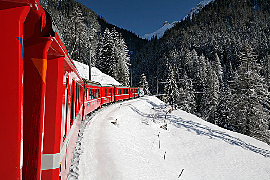 风景,雪,冬天,铁路,瑞士,欧洲