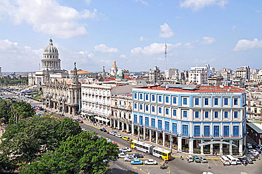 首都,歌剧院,房子,远眺,广场,中心,老城,哈瓦那,古巴,加勒比,中美洲