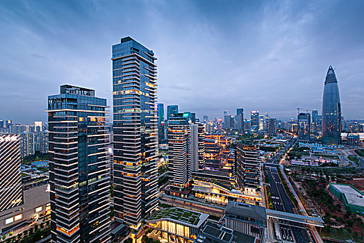 中国广东深圳南山后海中心区夜景