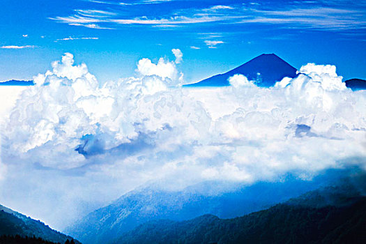 海洋,云,山,富士山