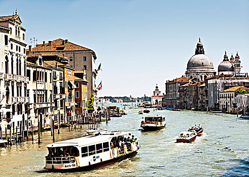 大运河,桥,看,玛丽亚,行礼,教堂,威尼斯,意大利,欧洲