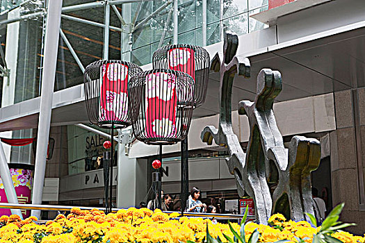 灯笼,装饰,正面,百货公司,新加坡