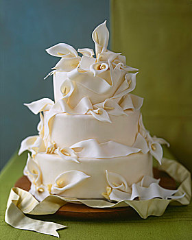 白色,婚礼蛋糕,装饰,马蹄莲