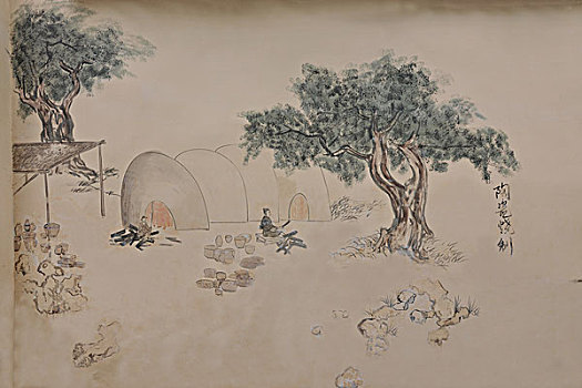 磁器口古镇磁正街民俗文化长廊壁画,陶瓷烧制