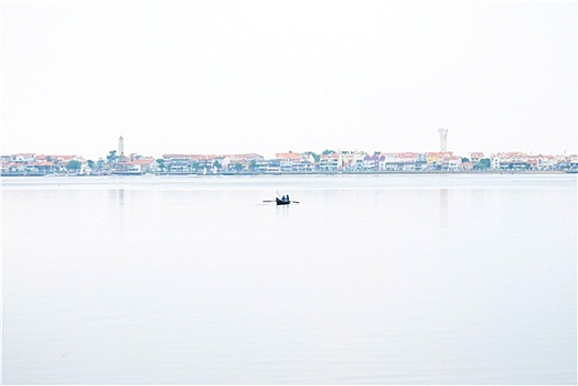 孤单,渔船,透明,水