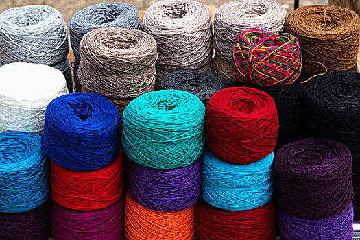 纱线,路边,编织,摊贩,秘鲁
