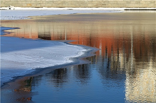 冰,漂浮,河,冬天,莫斯科